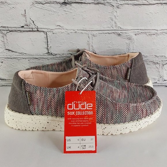 HEY DUDE 'WENDY SOX' MOCCASIN SHOES ANTIQUE ROSÈ HEATHER - Picture 5 of 16